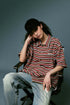 BEASTER Striped Button Knitted Retro Lazy Polo Shirt